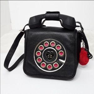 BETSEY JOHNSON KITSCH Black Rotary Phone Purse Bag